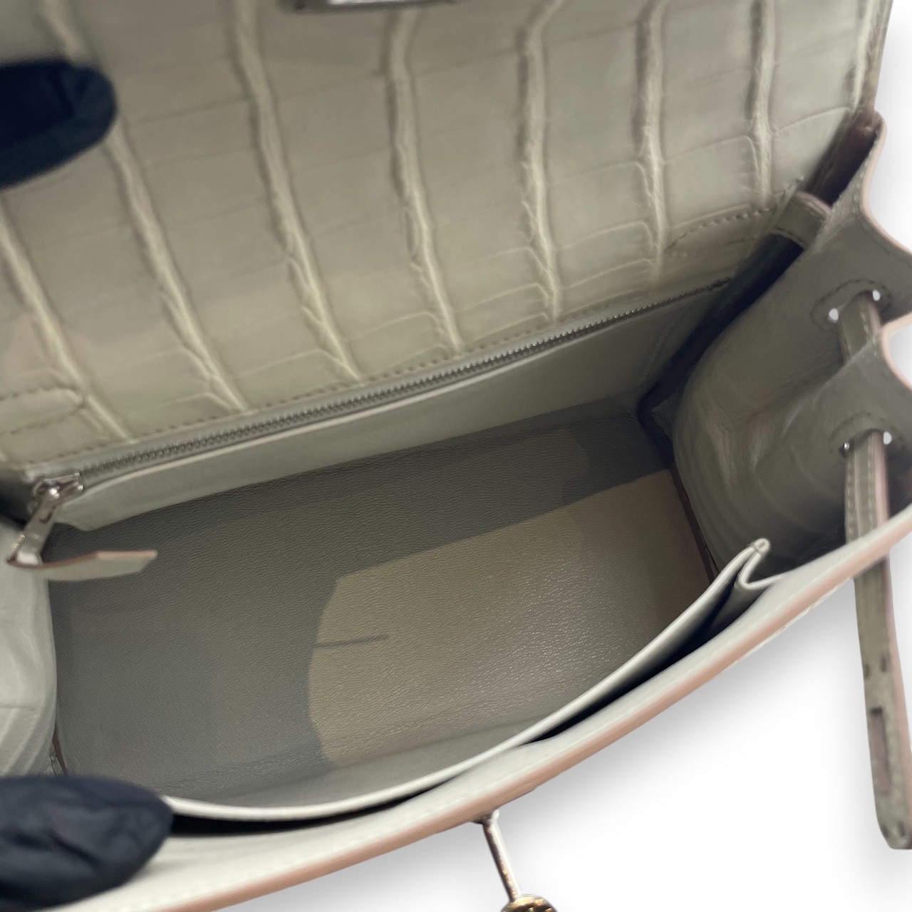 エルメス ケリー 25 べトン アリゲーターマット シルバー金具 B刻印