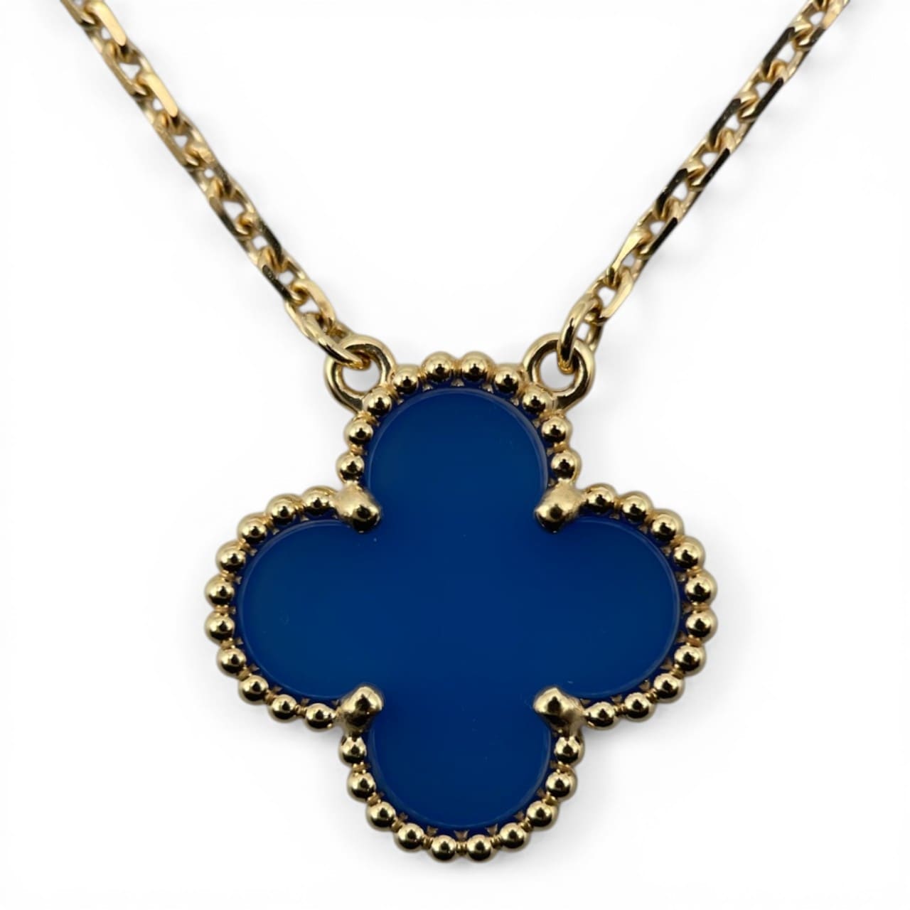 ヴァンクリーフ＆アーペル ヴィンテージアルハンブラ ペンダント VCARP9SY00 ブルーアゲート 18K イエローゴールド