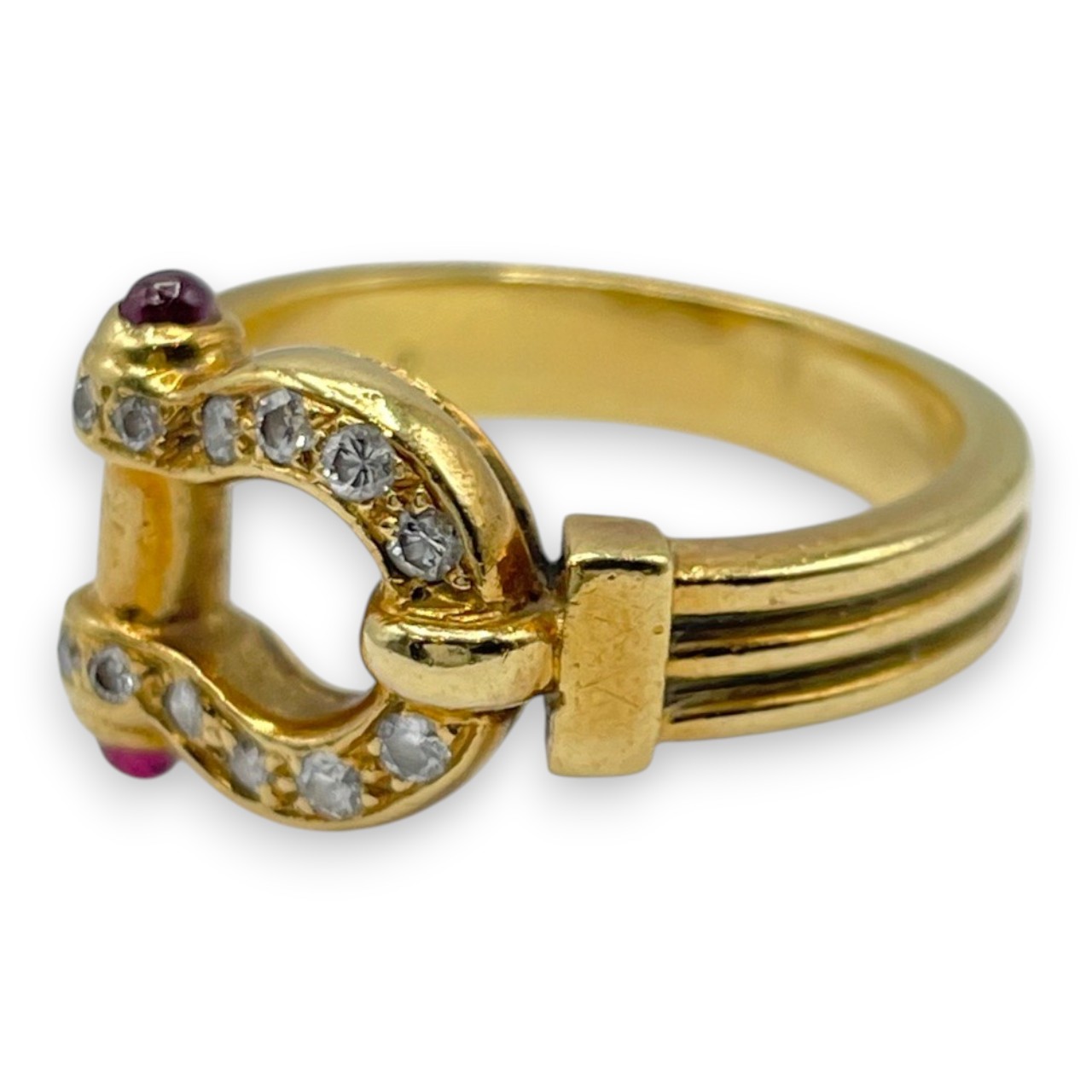 ヴァンクリーフ＆アーペル ヴィンテージ ホースシュー リング ダイヤモンド ルビー 18K イエローゴールド 10号