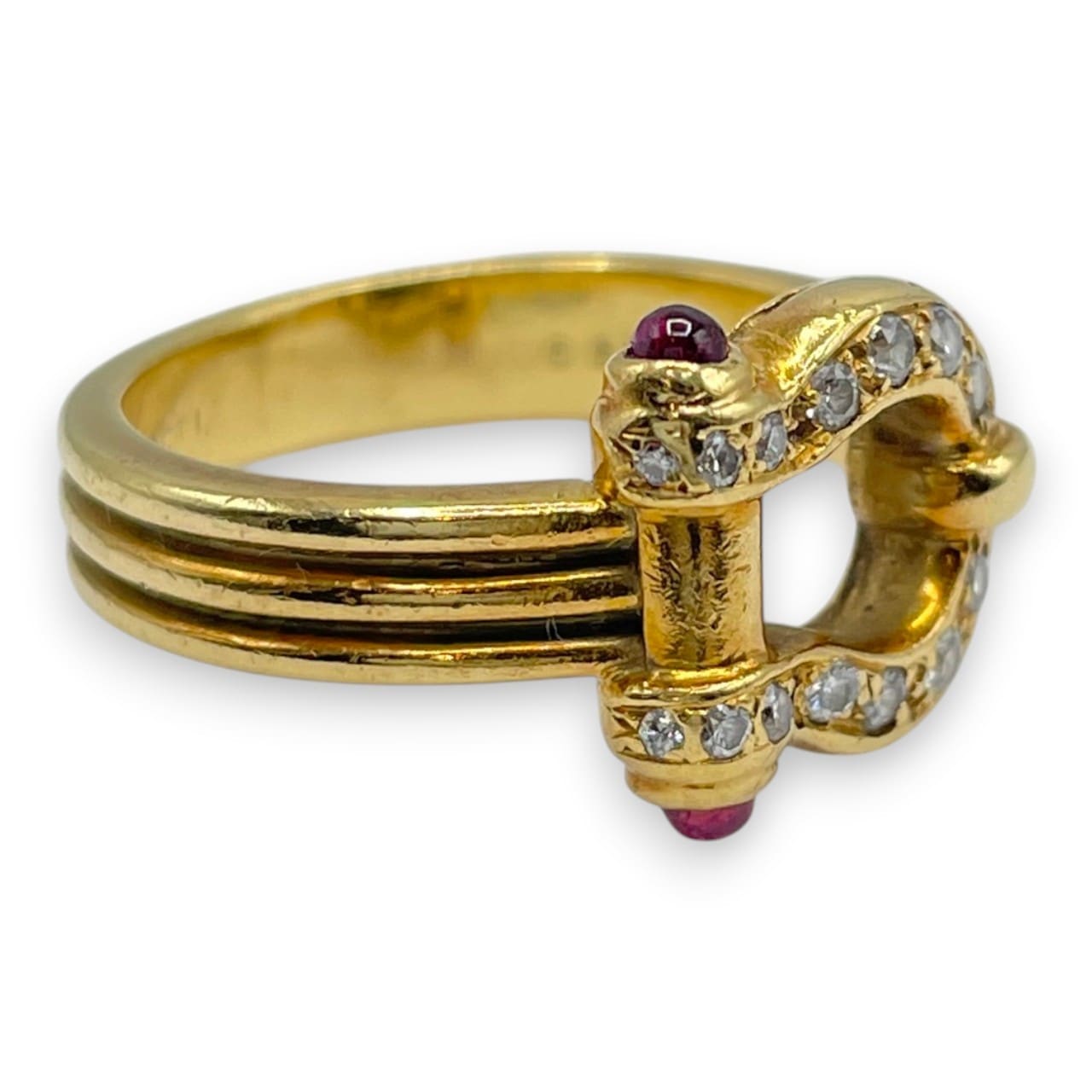 ヴァンクリーフ＆アーペル ヴィンテージ ホースシュー リング ダイヤモンド ルビー 18K イエローゴールド 10号