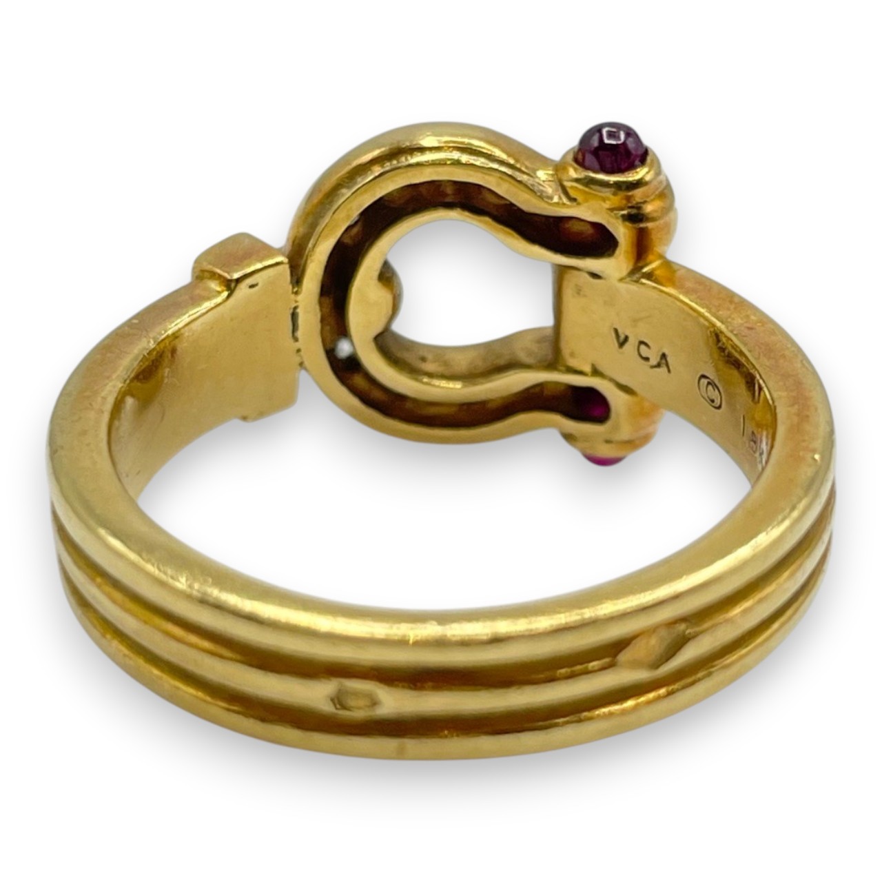 ヴァンクリーフ＆アーペル ヴィンテージ ホースシュー リング ダイヤモンド ルビー 18K イエローゴールド 10号