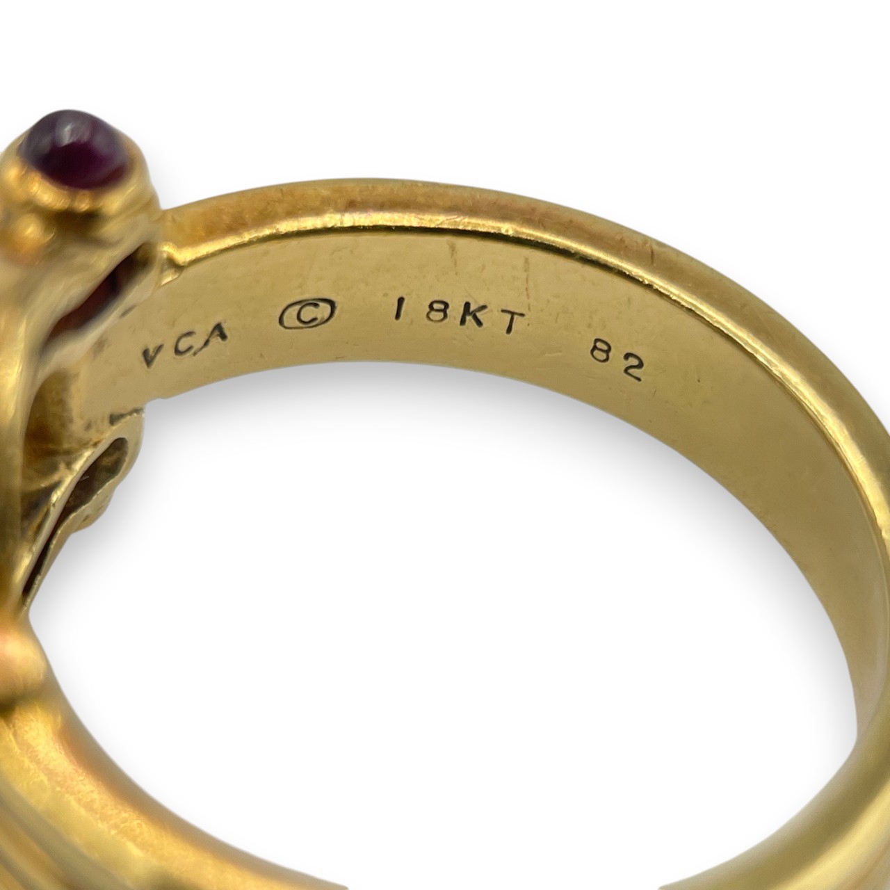 ヴァンクリーフ＆アーペル ヴィンテージ ホースシュー リング ダイヤモンド ルビー 18K イエローゴールド 10号