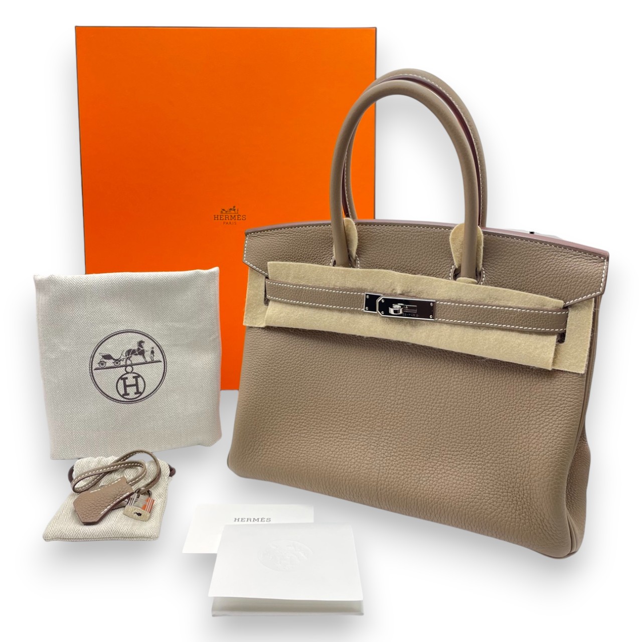 エルメス バーキン 30 エトゥープ トゴ シルバー金具 W刻印