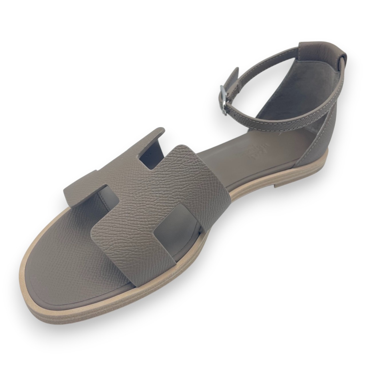 エルメス サントリーニ サンダル 37 エトゥープ カーフ 23.5cm