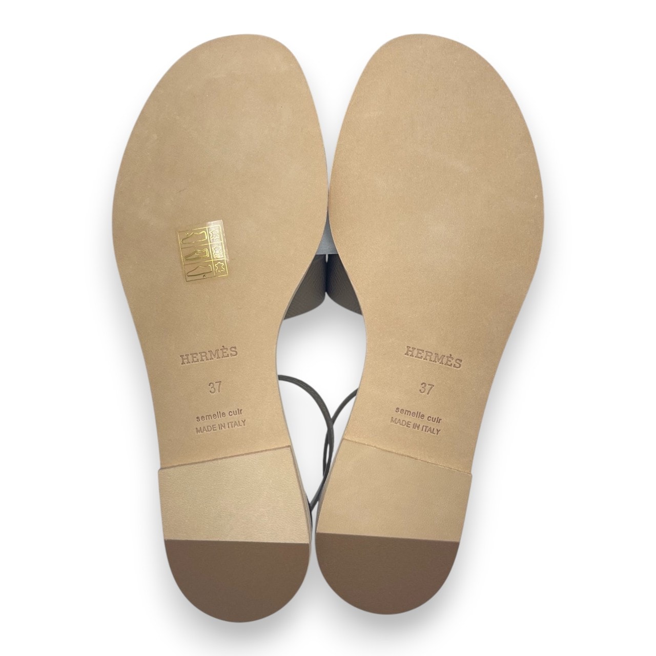 エルメス サントリーニ サンダル 37 エトゥープ カーフ 23.5cm