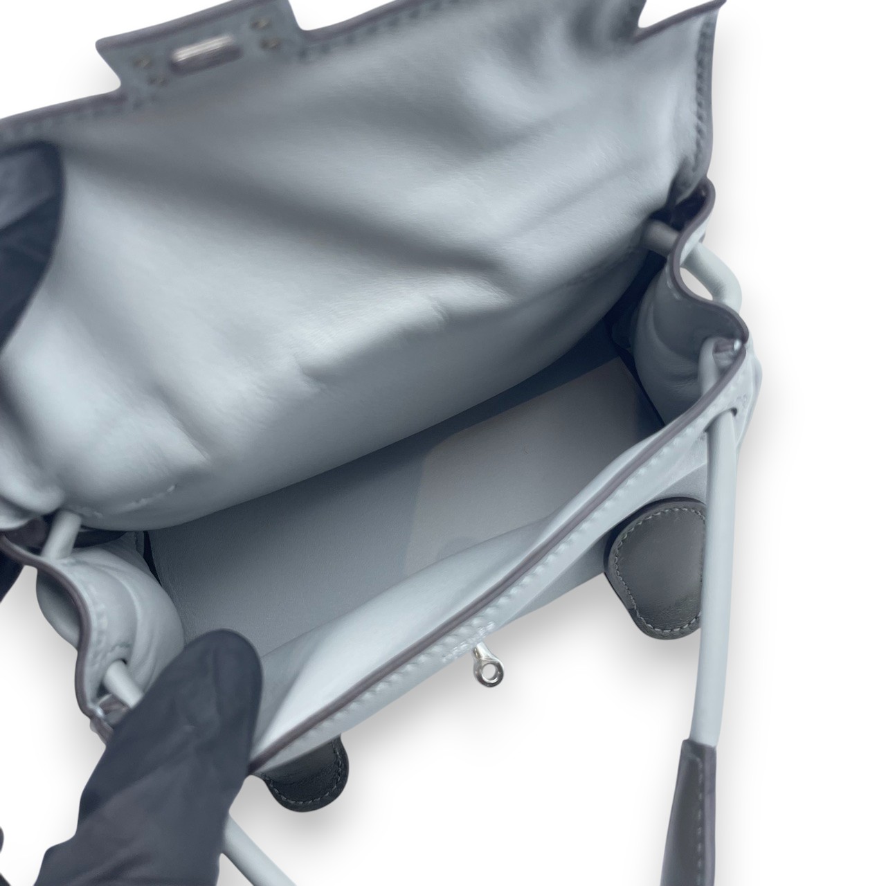 エルメス ケリードール 16 ブルーグラシエ スイフト シルバー金具 K