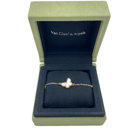 【定価以下】ヴァンクリーフ＆アーペル スウィートパピヨン イエローゴールド18K ホワイトマザーオブパール