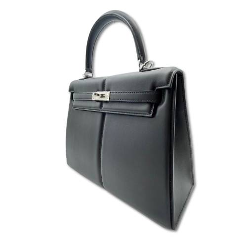 エルメス ケリーパデット 25 ノワール スイフト シルバー金具 B刻印