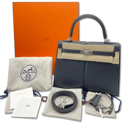 エルメス ケリーパデット 25 ノワール スイフト シルバー金具 B刻印