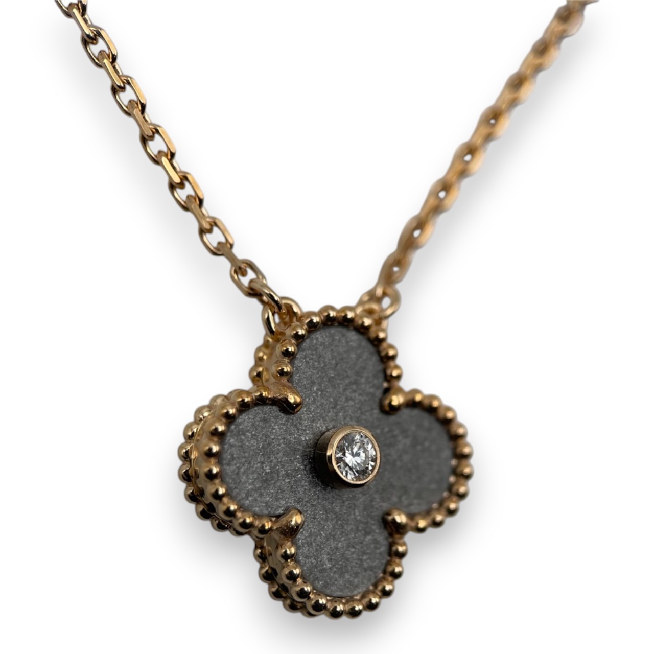 ヴァンクリーフ＆アーペル ヴィンテージアルハンブラ ペンダント VCARP9T000 ダイヤモンド/オブシディアン ローズゴールド