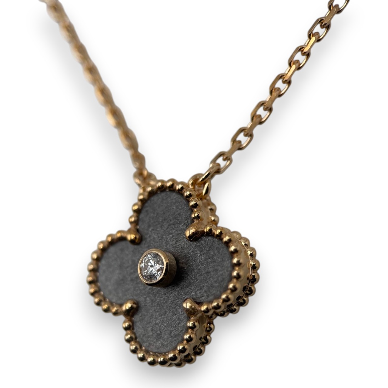 ヴァンクリーフ＆アーペル ヴィンテージアルハンブラ ペンダント VCARP9T000 ダイヤモンド/オブシディアン ローズゴールド