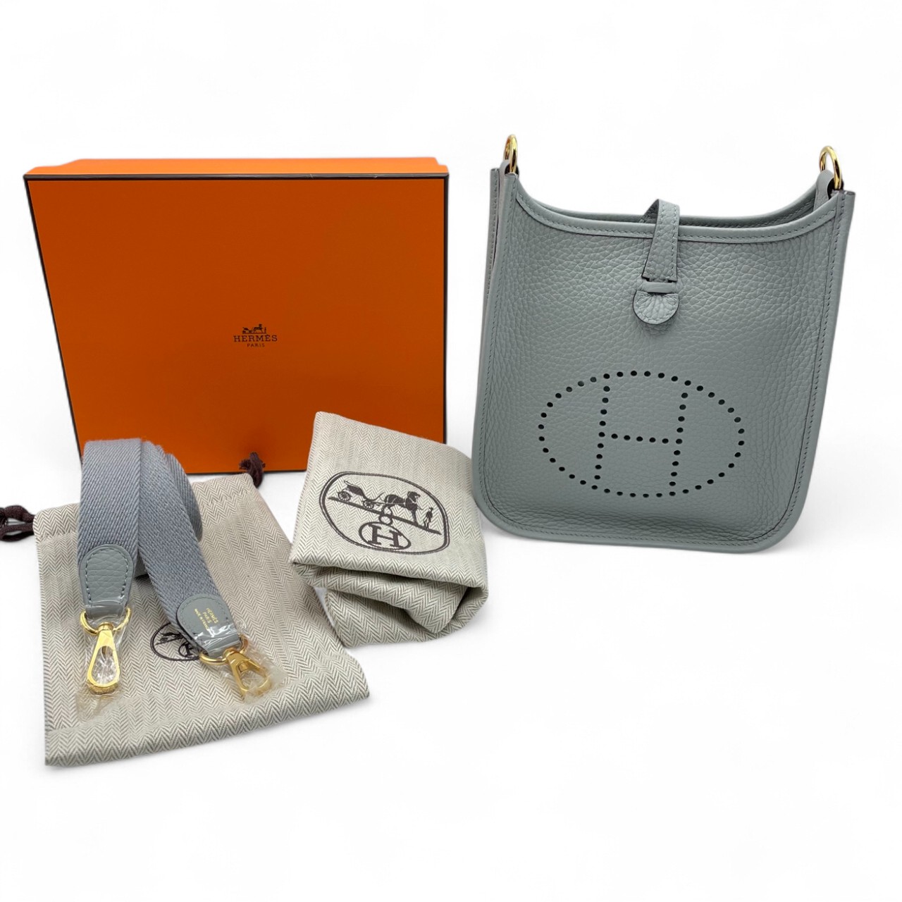 エルメス ミニエヴリン アマゾーヌ TPM ブルーグラシエ トリヨンクレマンス ゴールド金具 W刻印