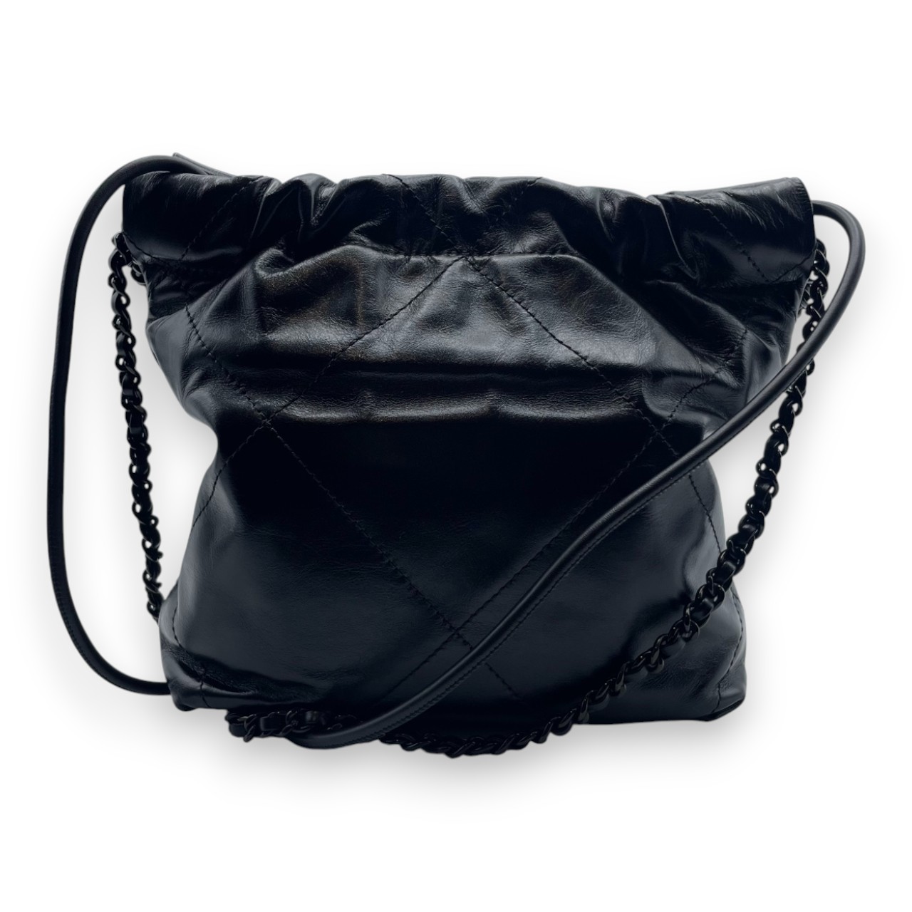 シャネル CHANEL22 ミニ ブラック シャイニーカーフスキン ブラック金具