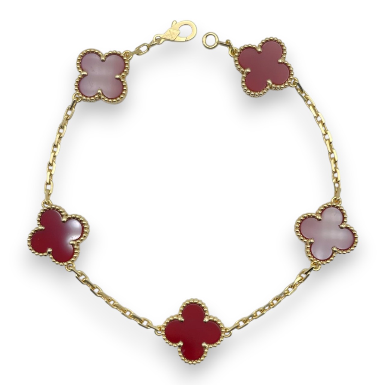 ヴァンクリーフ＆アーペル ヴィンテージアルハンブラ 5モチーフ ブレスレット VCARD35500 カーネリアン イエローゴールド