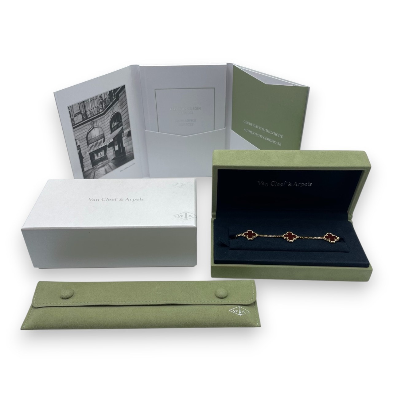 ヴァンクリーフ＆アーペル ヴィンテージアルハンブラ 5モチーフ ブレスレット VCARD35500 カーネリアン イエローゴールド