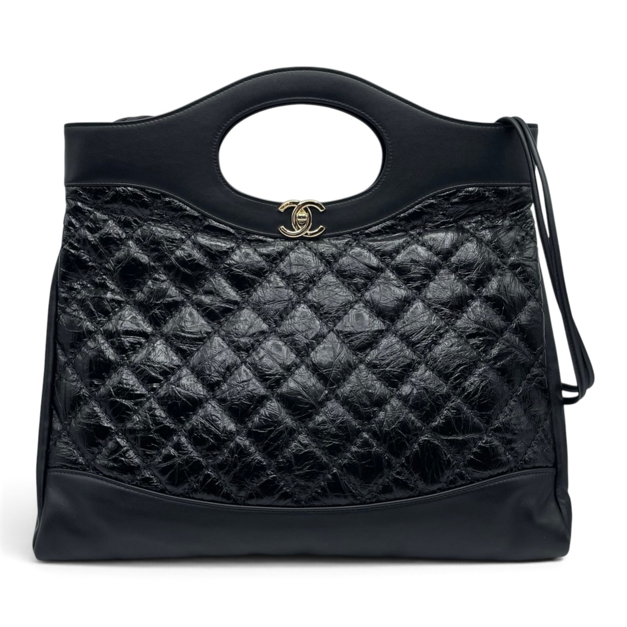 シャネル CHANEL31 W40 ブラック クランプルカーフレザー ゴールド金具