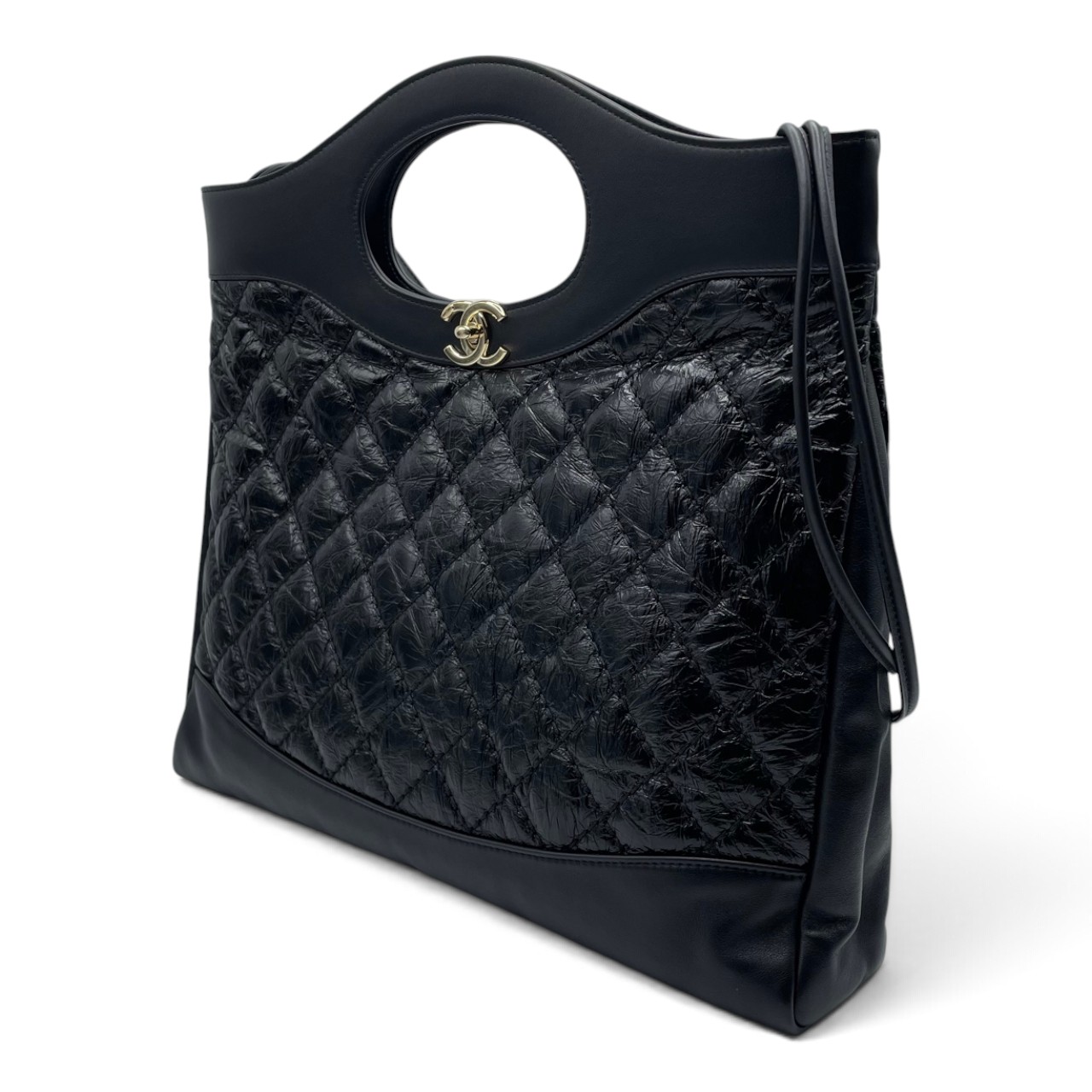 シャネル CHANEL31 W40 ブラック クランプルカーフレザー ゴールド金具