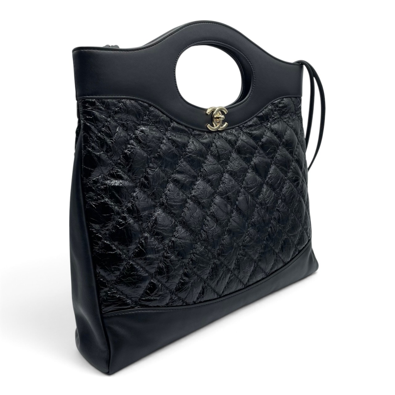 シャネル CHANEL31 W40 ブラック クランプルカーフレザー ゴールド金具