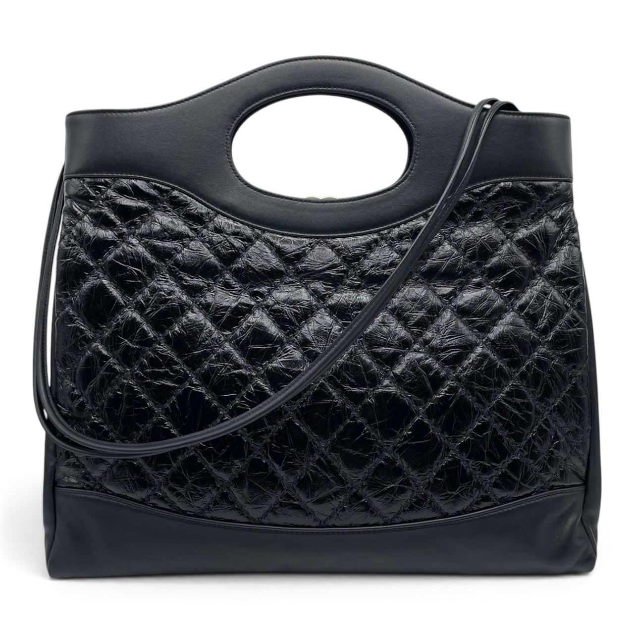 シャネル CHANEL31 W40 ブラック クランプルカーフレザー ゴールド金具