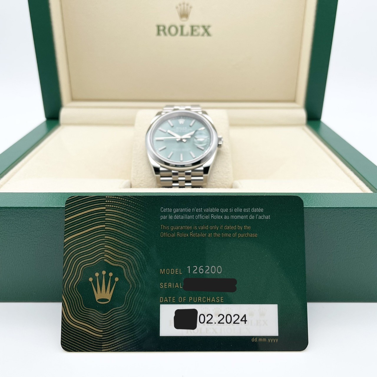 ロレックス デイトジャスト 126200  ミントグリーン ジュビリーブレス 36mm