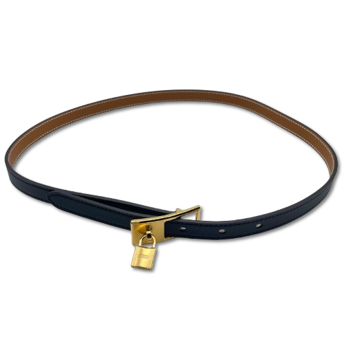 エルメス ラッキー 15 リバーシブル カデナ ベルト ノワール/ゴールド スイフト ゴールド金具 W刻印