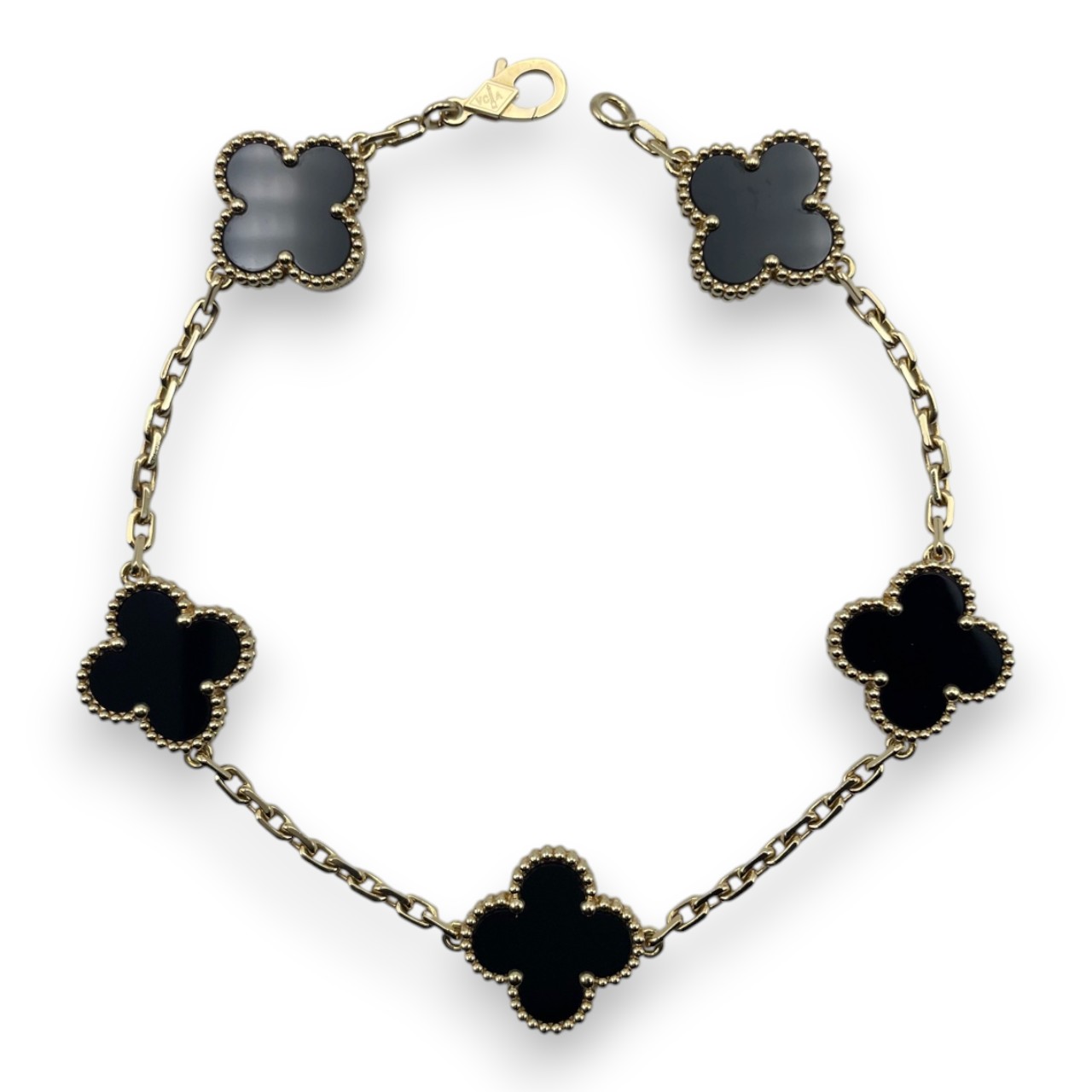 ヴァンクリーフ＆アーペル ヴィンテージアルハンブラ 5P ブレスレット VCARA41300 オニキス イエローゴールド