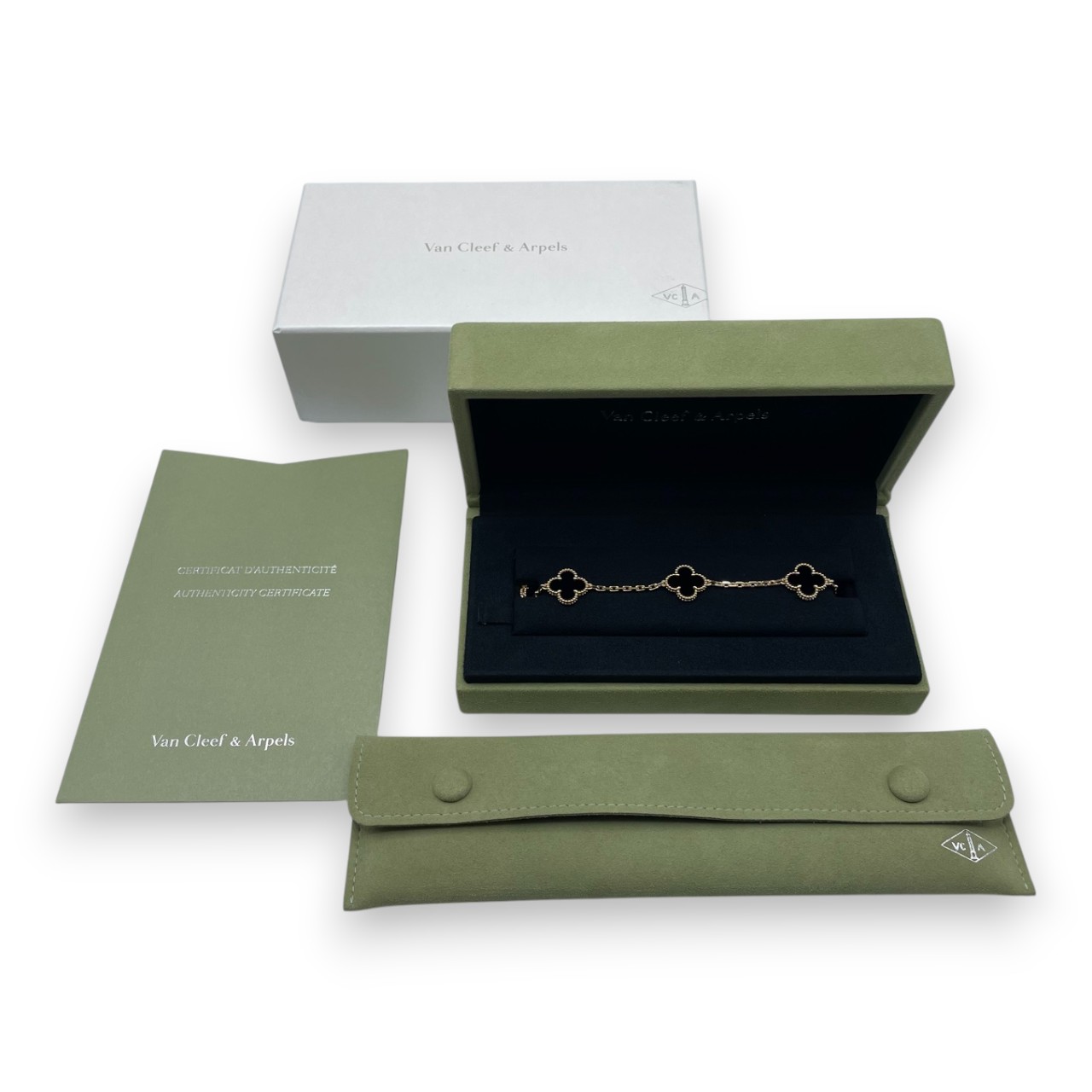 ヴァンクリーフ＆アーペル ヴィンテージアルハンブラ 5P ブレスレット VCARA41300 オニキス イエローゴールド