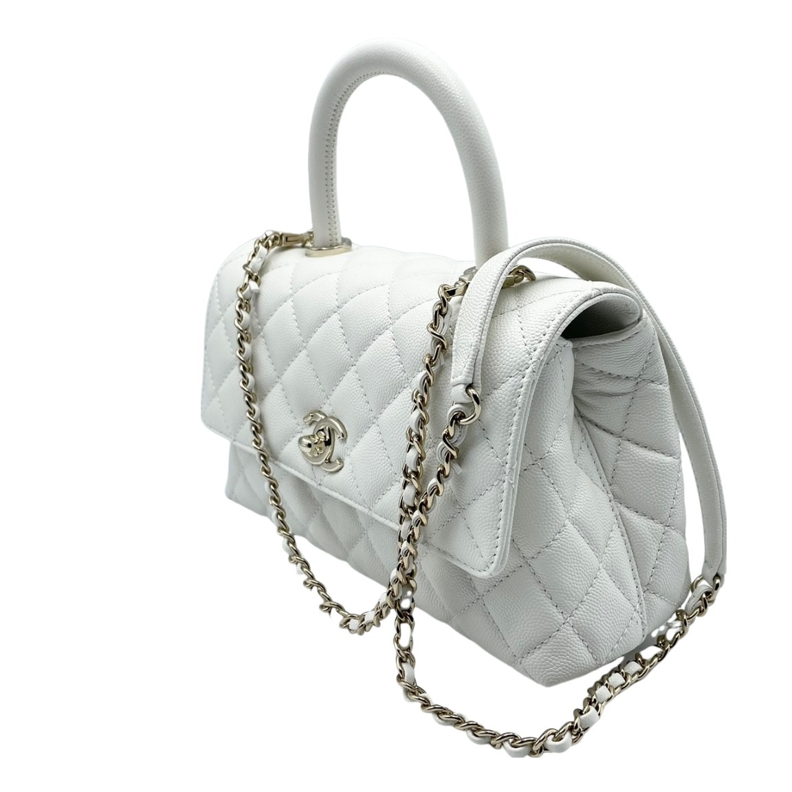 シャネル ココハンドルXS ホワイト キャビアスキン　