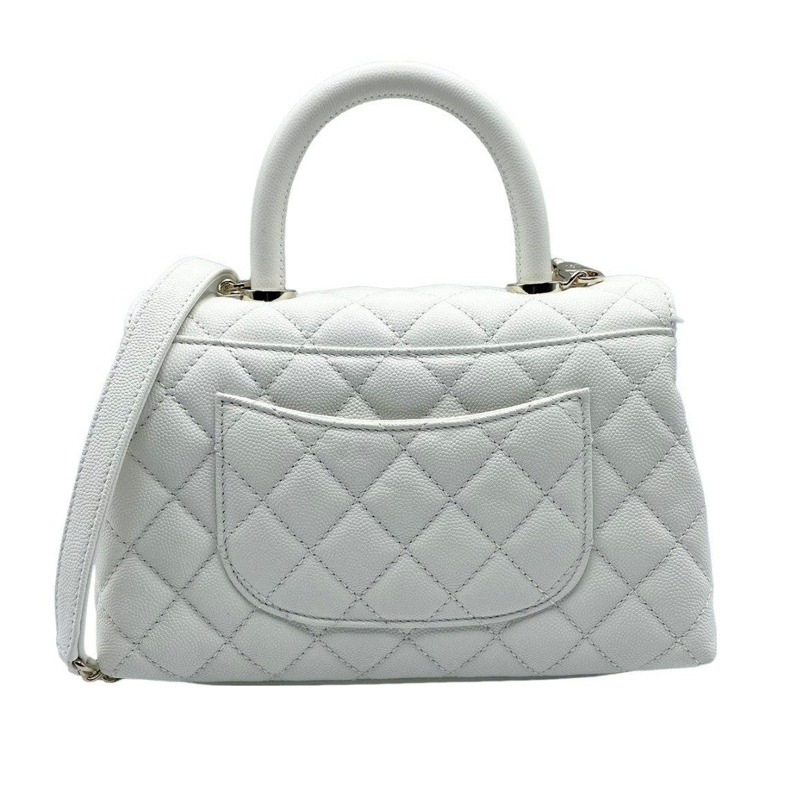 シャネル ココハンドルXS ホワイト キャビアスキン　
