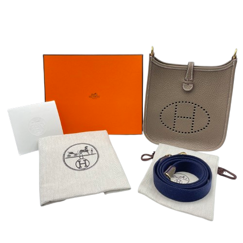 エルメス ミニエヴリン TPM エトゥープ トリヨンクレマンス ゴールド金具 W刻印