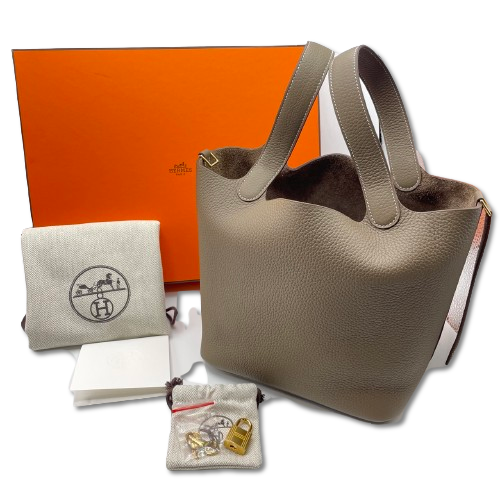 エルメス ピコタンロック MM エトゥープ トリヨンクレマンス ゴールド金具 W刻印