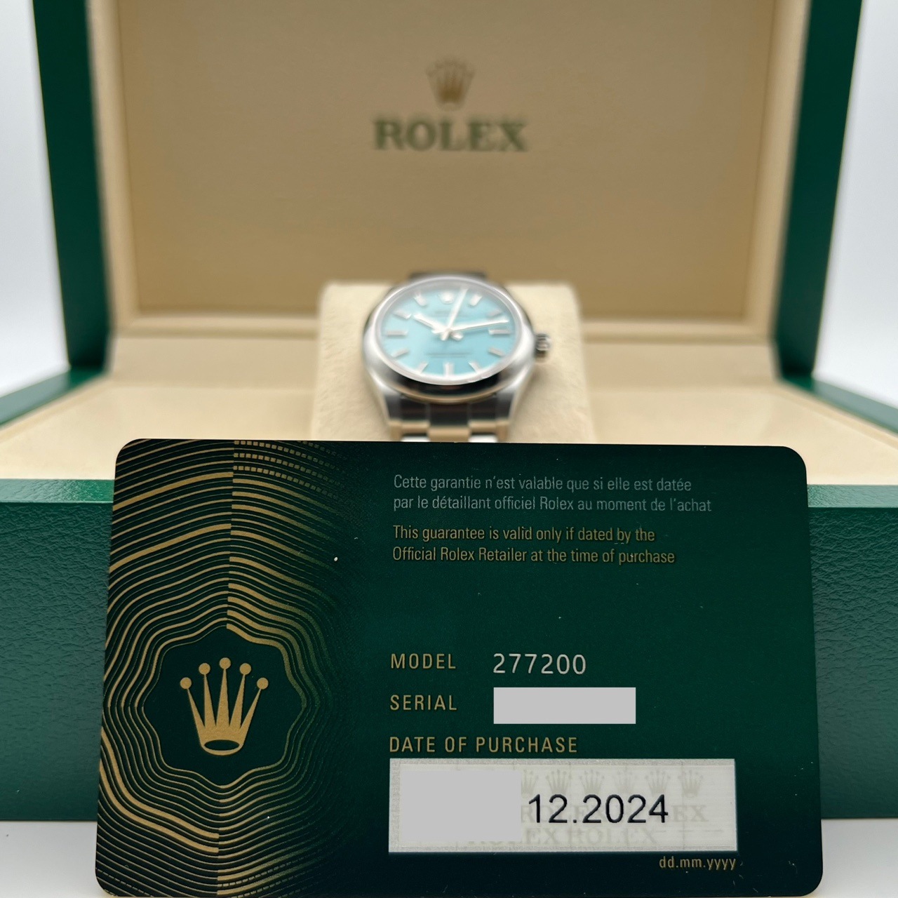 ロレックス オイスターパーペチュアル 277200 ターコイズブルー ステンレスチール 31mm