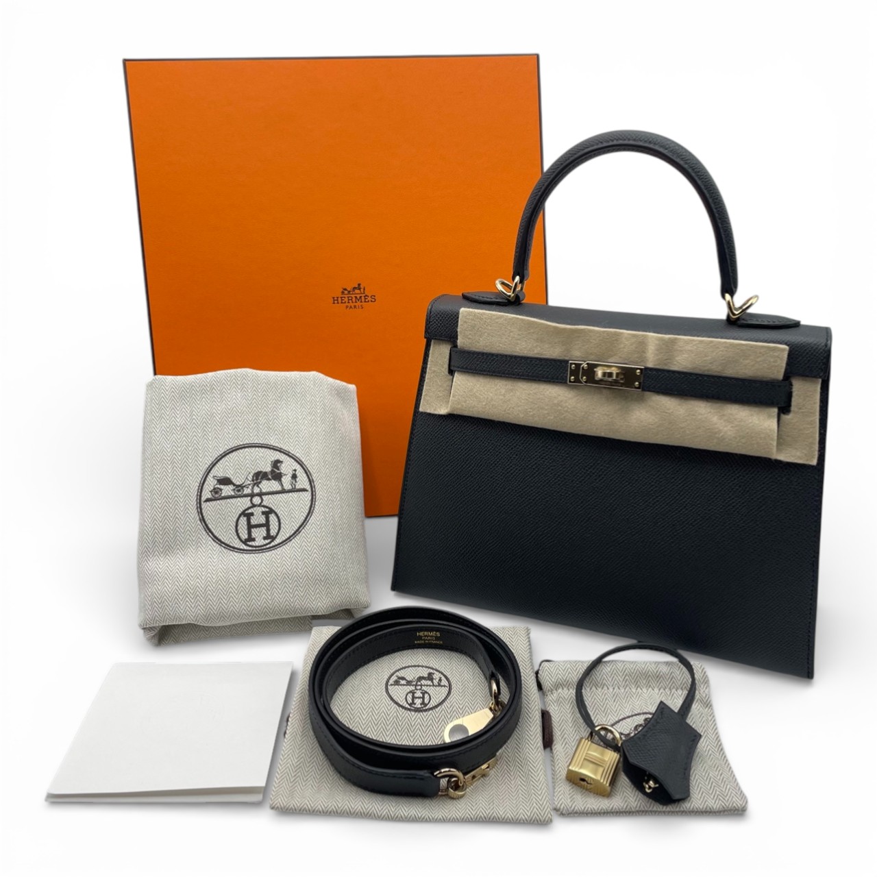 エルメス ケリー 25 プロン エプソン シャンパンゴールド金具 K刻印