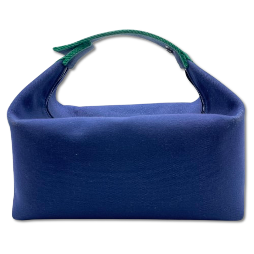 エルメス ブリッド・ア・ブラック GM ブルーマリン コットン/ポリアミド シルバー金具 