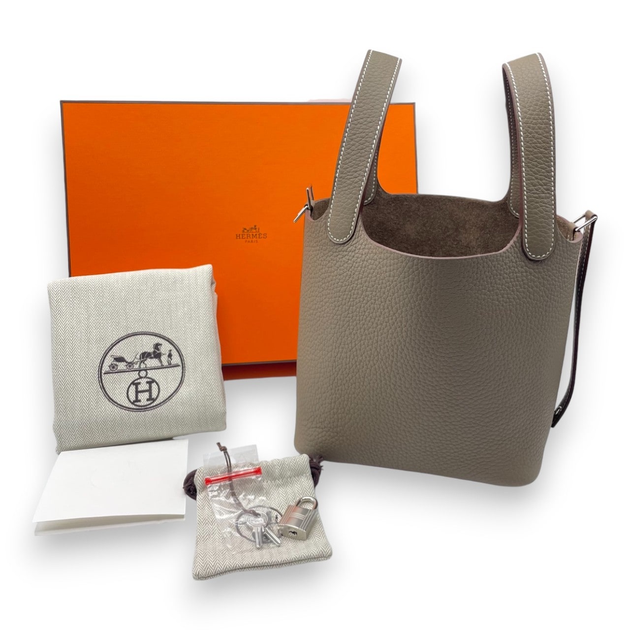 エルメス ピコタンロック PM エトゥープ トリヨンクレマンス シルバー