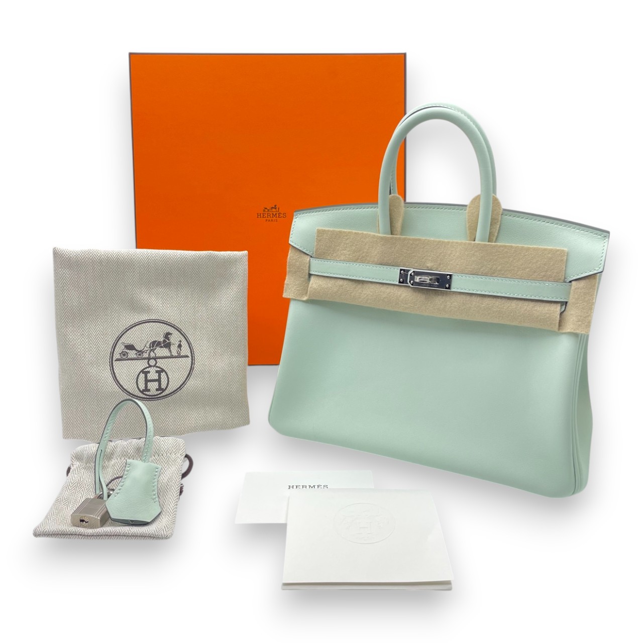 エルメス バーキン 25 ヴェールペパーミント スイフト シルバー金具 K刻印