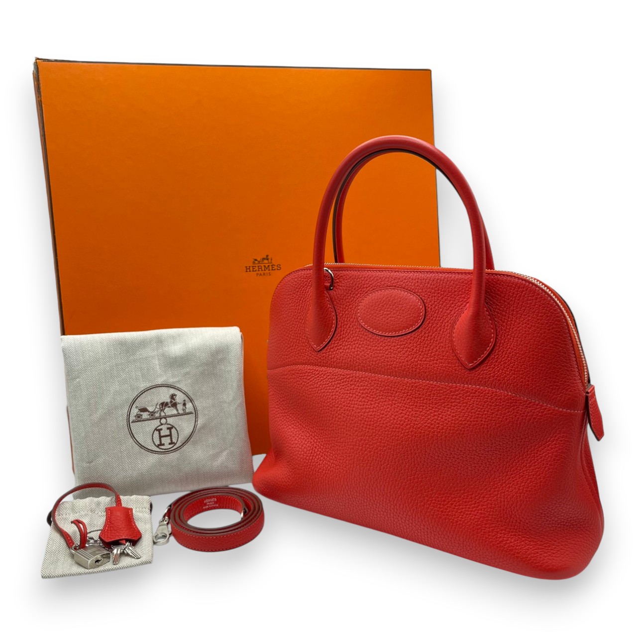 エルメス ボリード マカロン 31 ルージュピヴォワンヌ トリヨンクレマンス シルバー金具 X刻印