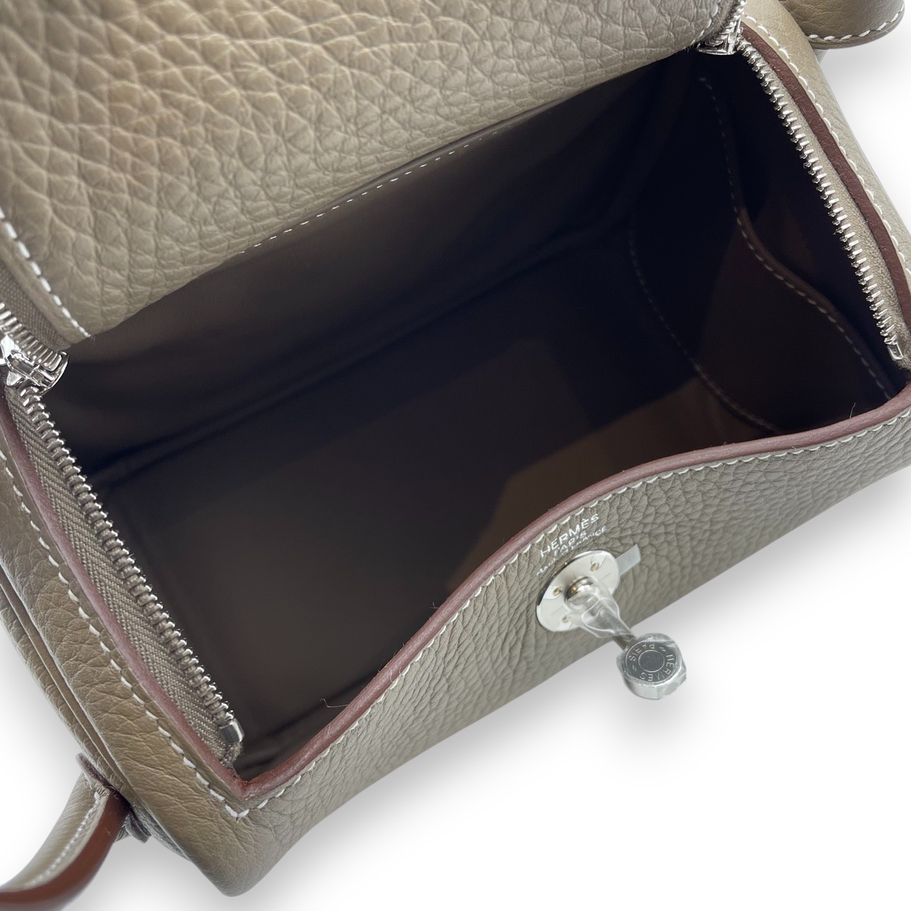 エルメス リンディミニ 20 エトゥープ トリヨンクレマンス シルバー金具 K刻印