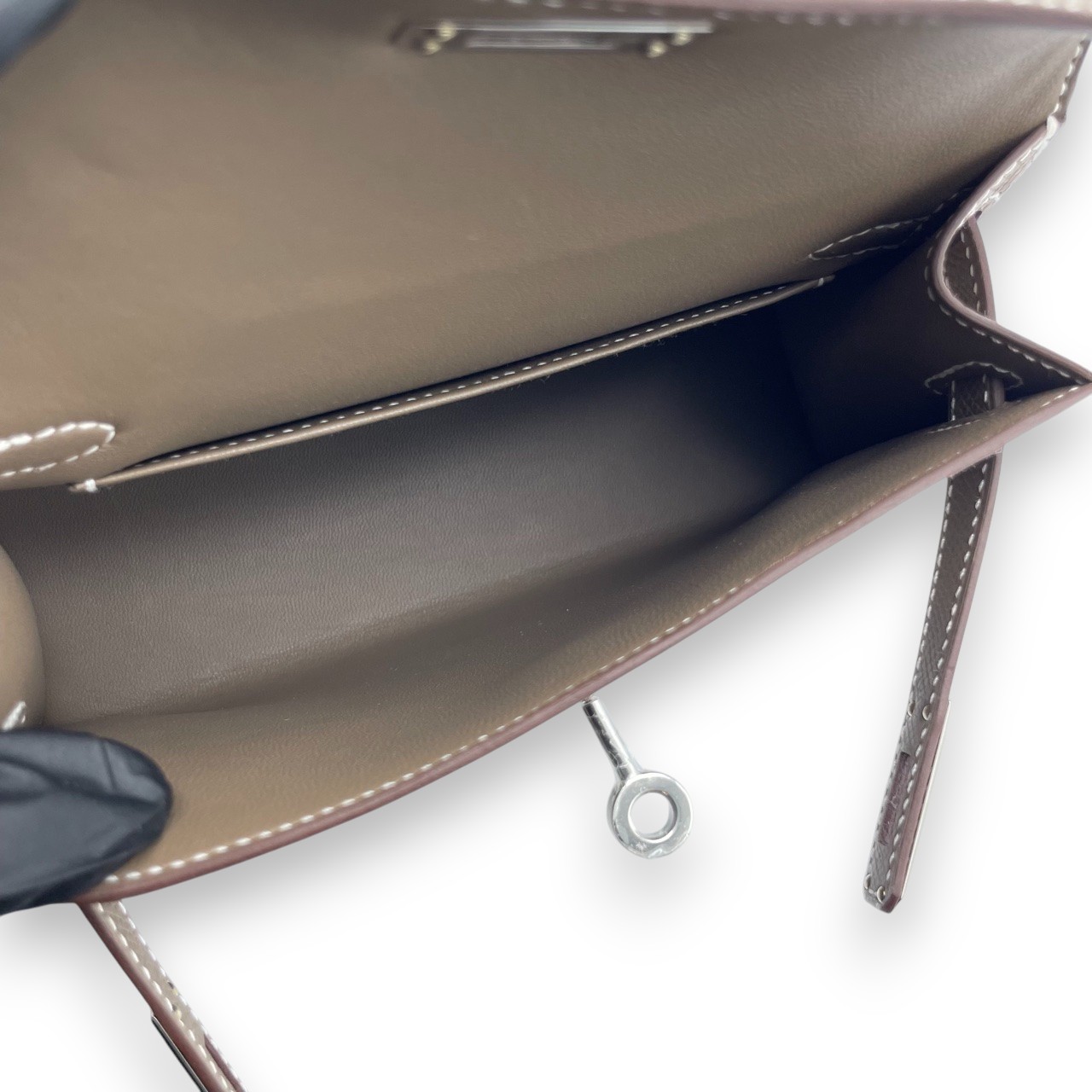 エルメス ミニケリー エトゥープ エプソン シルバー金具 W刻印