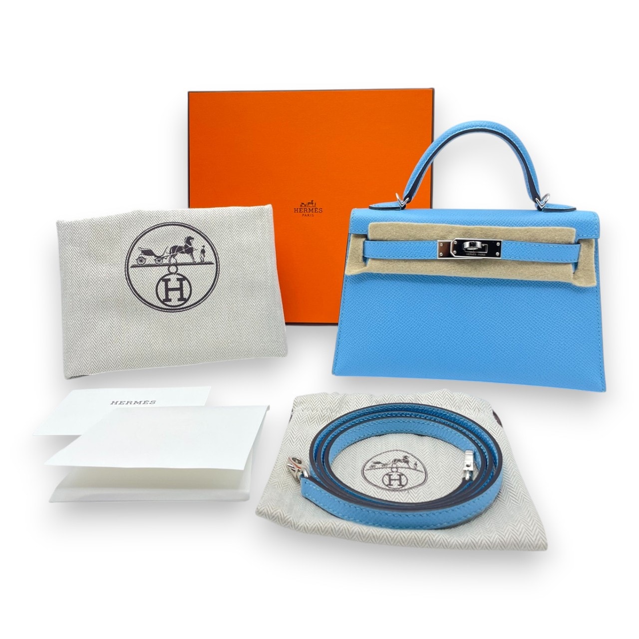 エルメス ミニケリー セレステ エプソン シルバー金具 U刻印