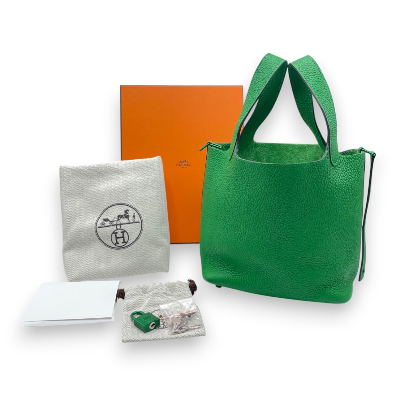 エルメス ピコタンロックPM ハンドバッグ グリーン トリヨンクレマンス レディース HERMES 【中古】 エルメス ピコタンロック モノクローム ソーグリーン PM バンブー