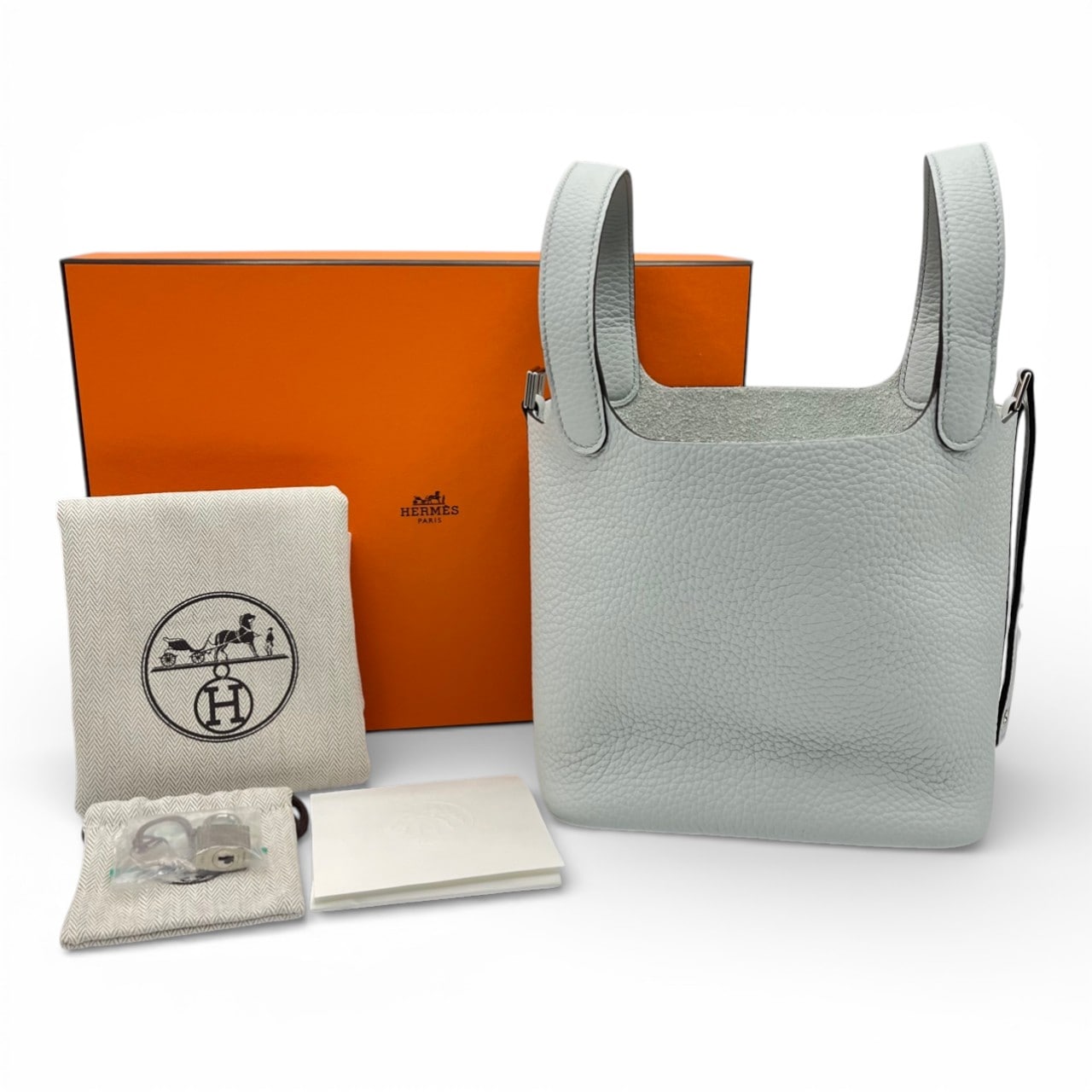 エルメス ピコタンロック PM ブルーペール トリヨンクレマンス シルバー金具 K刻印