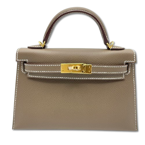 エルメス ミニケリー エトゥープ エプソン ゴールド金具 B刻印