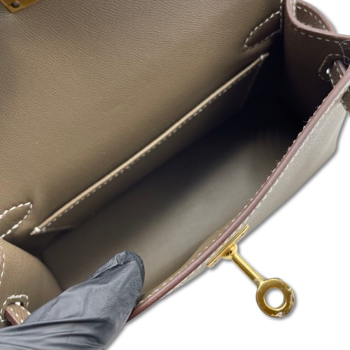 エルメス ミニケリー エトゥープ エプソン ゴールド金具 B刻印