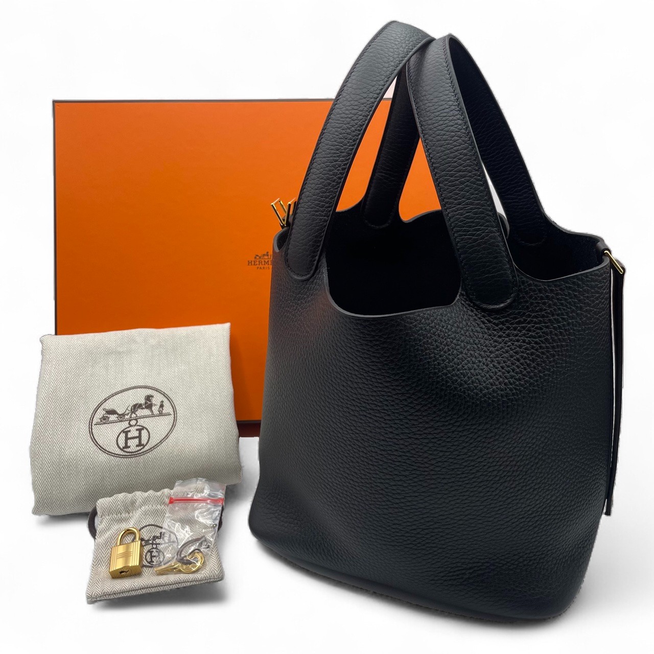 エルメス ピコタンロック MM ノワール トリヨンクレマンス ゴールド金具 W刻印