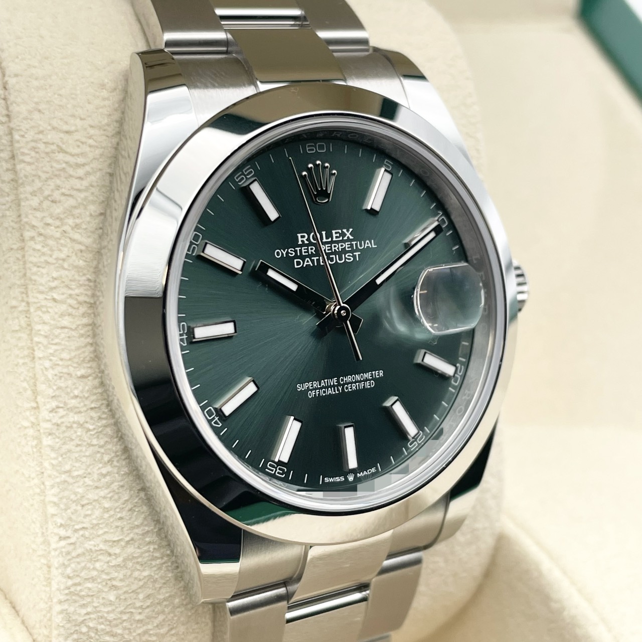 ロレックス デイトジャスト 126300 ミントグリーン オイスターブレスレット 41mm