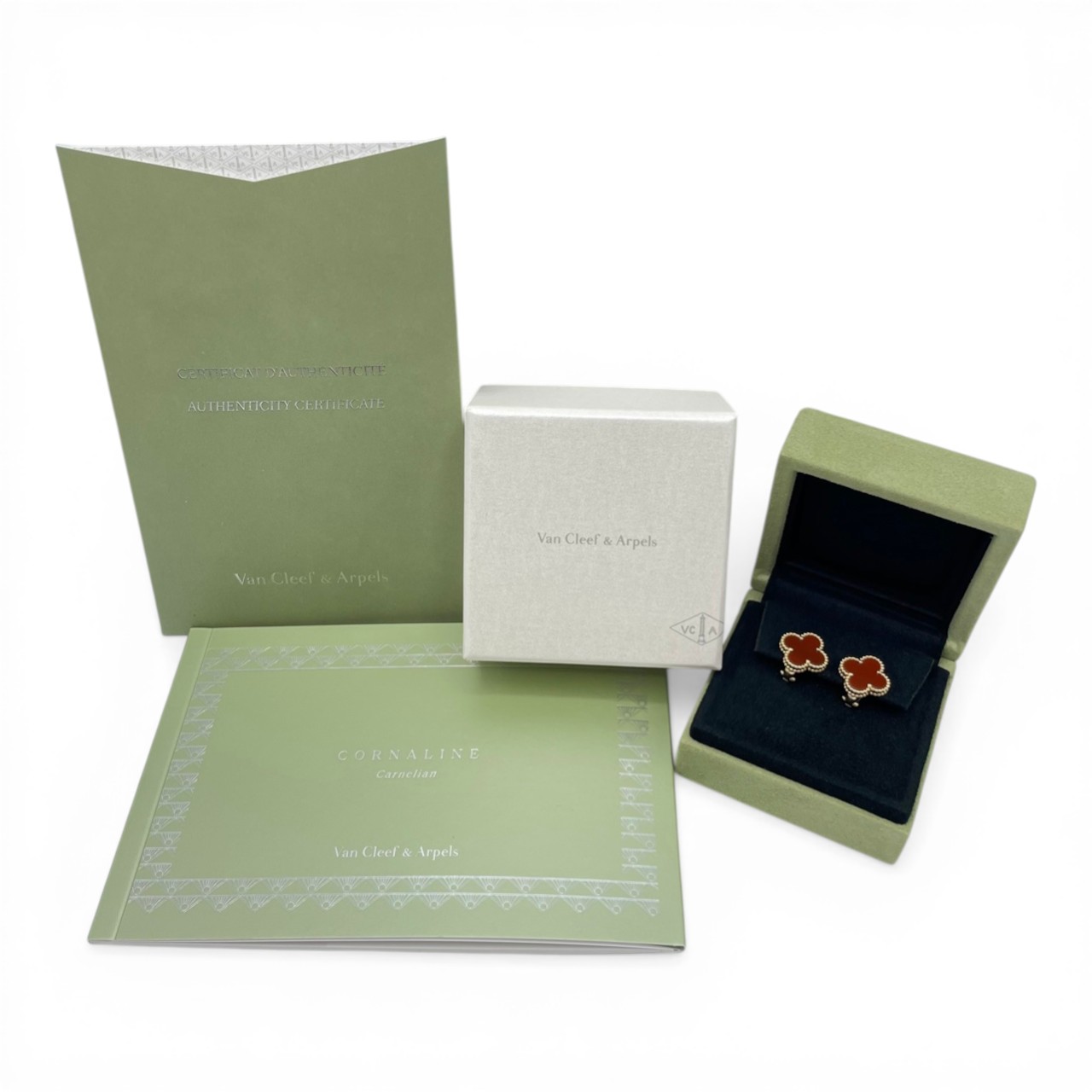 ヴァンクリーフ＆アーペル ヴィンテージ アルハンブラ イヤリング VCARD40400 カーネリアン 18K イエローゴールド