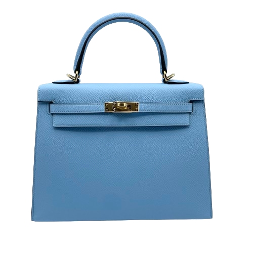 エルメス ケリー25 セレスト エプソン ゴールド金具 B刻印