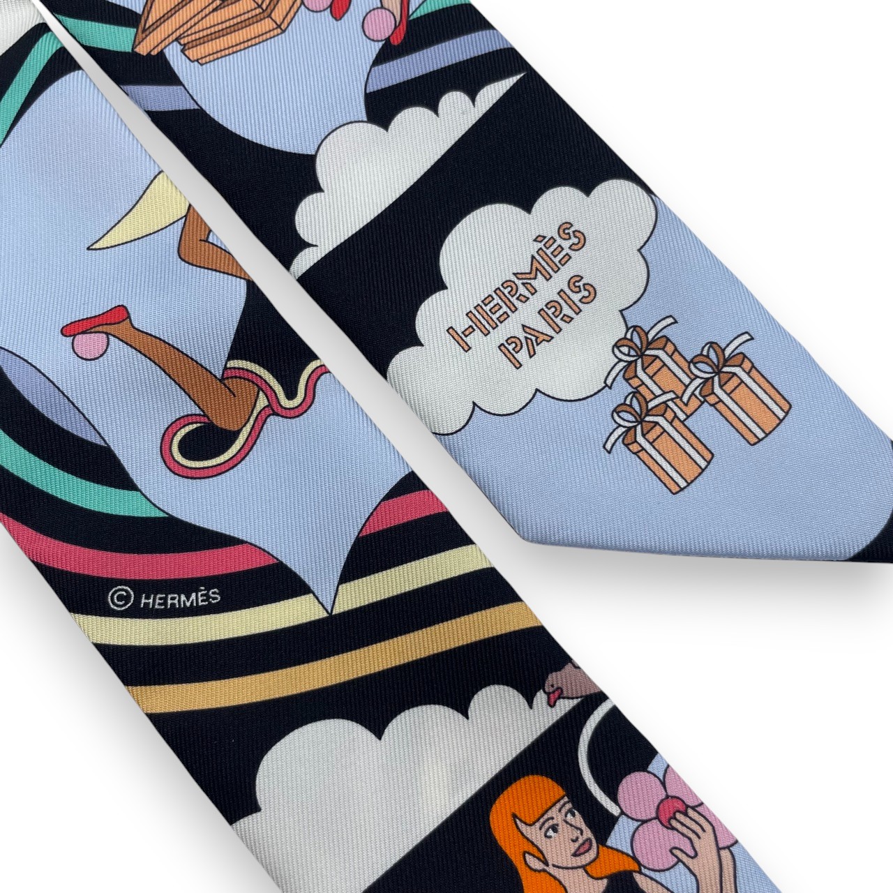 エルメス ツイリー 空飛ぶカレ シルク100%