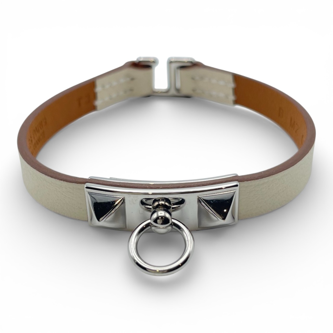 エルメス レザーブレスレット ミニ・リヴァル T3 クレ スイフト シルバー金具 B刻印